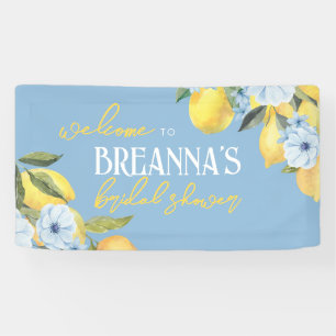 Blaue Zitrone und Blumen-Vinyl-Willkommensbanner Banner