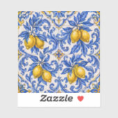 Blaue Zitronen-Azulejo-Fliese Aufkleber (Blatt)
