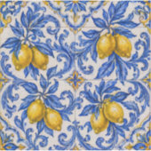 Blaue Zitronen-Azulejo-Fliese Aufkleber (Vorderseite)