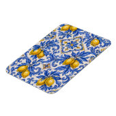 Blaue Zitronen-Azulejo-Fliese Magnet (Linke Seite)