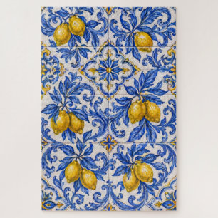 Blaue Zitronen-Azulejo-Fliese Puzzle