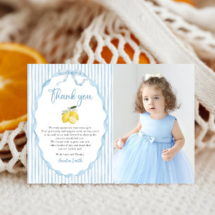 Blaue Zitronen-Themen Baby Shower Foto Danksagungs