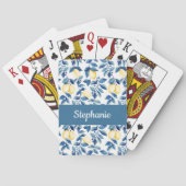 Blaue Zitronen-Wasserfarbe-Monogramm-Name Spielkarten (Rückseite)