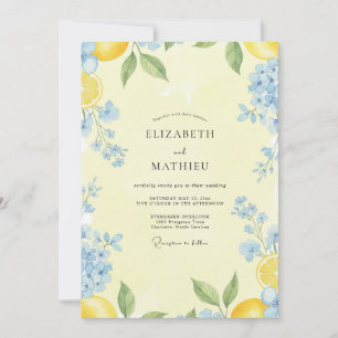 Blaue Zitronen-Zitrus-Eukalyptus-Hochzeit Einladung