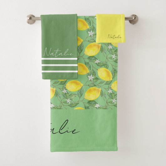 Blaue Zitronenfarbe Badhandtuch Set (Insitu)