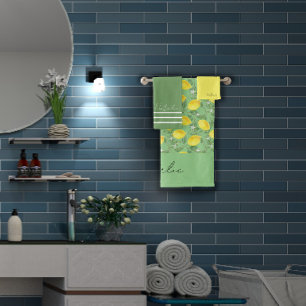 Blaue Zitronenfarbe Badhandtuch Set