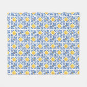 Blaue Zitrusfrüchte Lemon Mittelmeer Muster Fleecedecke (Vorderseite (Horizontal))