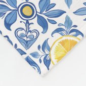 Blaue Zitrusfrüchte Lemon Mittelmeer Muster Fleecedecke (Ecke)
