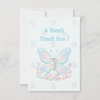 Blaue Zuckerwatte-Schmetterling-Baby-Shower-Dankes