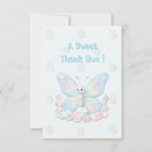 Blaue Zuckerwatte-Schmetterling-Baby-Shower-Dankes Dankeskarte