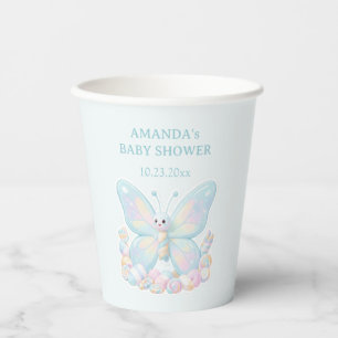 Blaue Zuckerwatte Schmetterling Junge Baby Shower Pappbecher