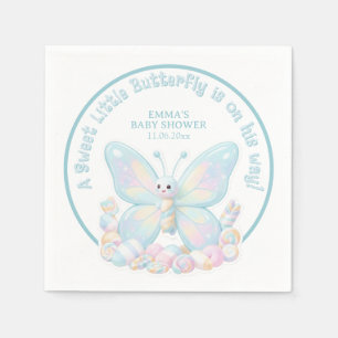 Blaue Zuckerwatte Schmetterling Jungen Baby Shower Serviette