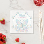Blaue Zuckerwatte-Schmetterlings-Geburtstagsfeier Serviette (Beispiel)