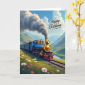 Blaue Zug-Geburtstagskarte Karte (Gelbe Blume)