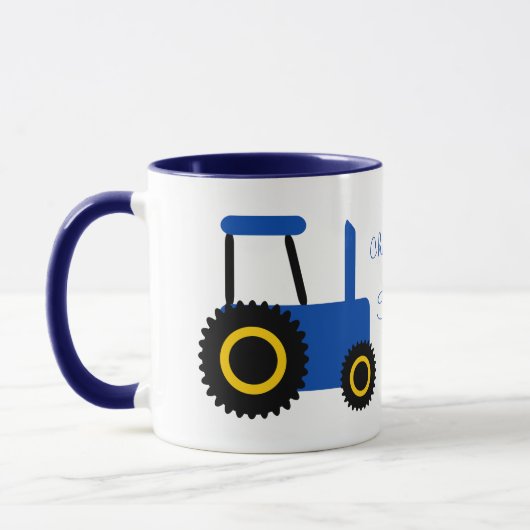 Blaue Zugmaschine Personalisiert Tasse (Links)