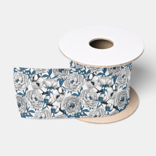 Blaue Zunge-Vögel und Satin-Band Satinband
