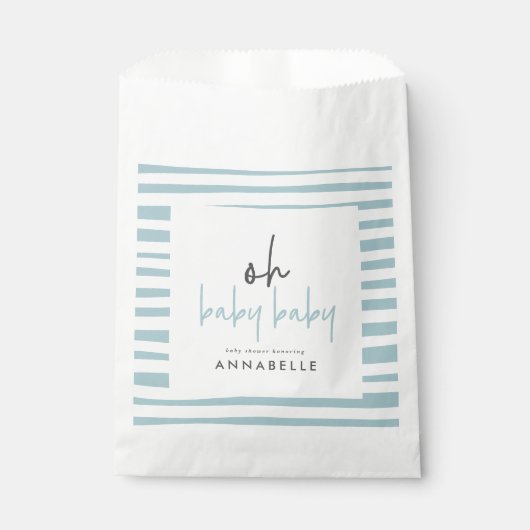 Blaue Zweibaby-Duschtypografie Geschenktütchen (Vorderseite)