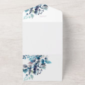 Blaue Zweige und Berries Hochzeit All In One Einladung (Außenbereich)