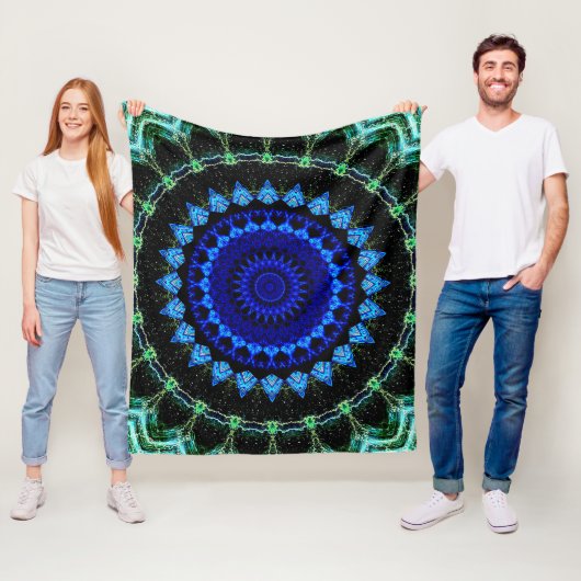 Blaue zwergartige Mandala Fleecedecke (Beispiel)