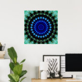 Blaue zwergartige Mandala Poster (Heimbüro)