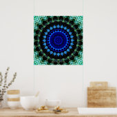 Blaue zwergartige Mandala Poster (Küche)