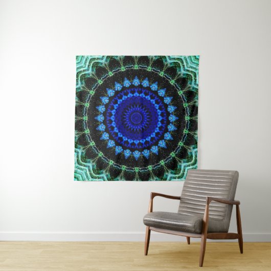 Blaue zwergartige Mandala Wandteppich (Beispiel)