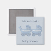 blaue Zwillingsbaby-Buggy Magnet (Vorderseite/Rückseite)