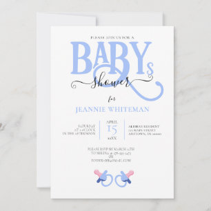 BLAUE ZWILLINGSBABY-JUNGE-BABYSHOWER MIT SCHNULLER EINLADUNG