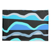 Blaue Zyansenwellen Seehaus Kissenbezug (Rückseite)