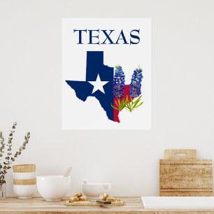 Blauebonnets Texas State Blumen Lupine Aquarell  Poster