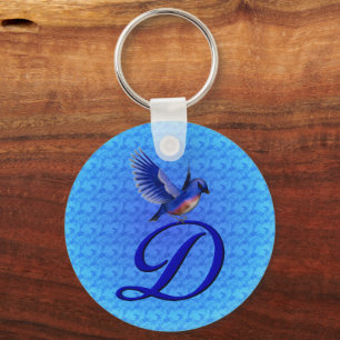 Blauelegant Monogramm Anfangsbuchstabe D Schlüsselanhänger
