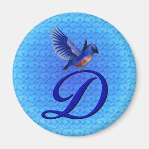 Blauelegantes Monogramm Initial D Magnet