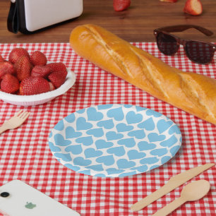 Blauen Herzen Muster, Romantisch, Liebe Pappteller