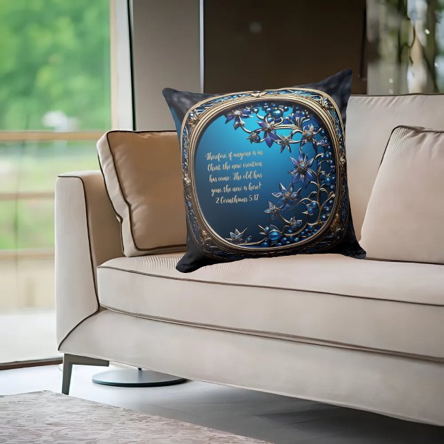 Blauen mit Gold anpassbarer Bibelversion Kissen (Von Creator hochgeladen)