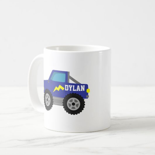 Blauen Monster-LKW, für Jungen laufen Kaffeetasse (Vorderseite Links)