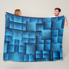 Blauen Quadrate mit abstraktem Stammesdesign Fleecedecke