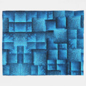Blauen Quadrate mit abstraktem Stammesdesign Fleecedecke (Vorderseite (Horizontal))