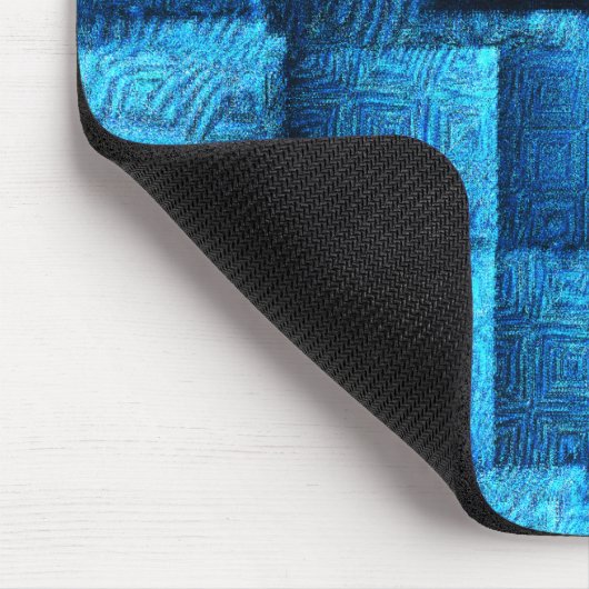 Blauen Quadrate mit abstraktem Stammesdesign Mousepad (Ecke)