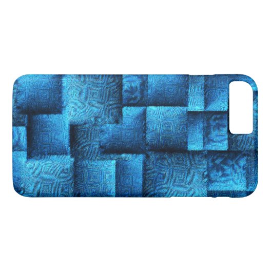 Blauen Quadrate mit abstrakten Stammeszeichnungen Case-Mate iPhone Hülle (Rückseite (Horizontal))