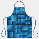 Blauen Quadrate mit abstrakten Stammeszeichnungen Schürze (Vorderseite)