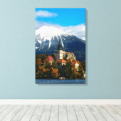 Blauen See im Herbst Leinwanddruck (Insitu (Holzboden))