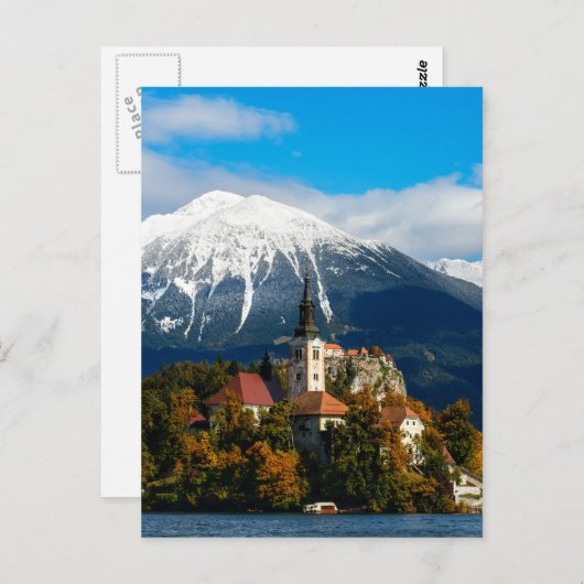 Blauen See im Herbst Postkarte (Vorne/Hinten)