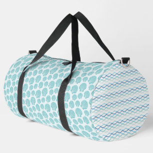 BLAUEN- UND AQUA-SEASHELLE UND WELLENPATTER DUFFLE BAG