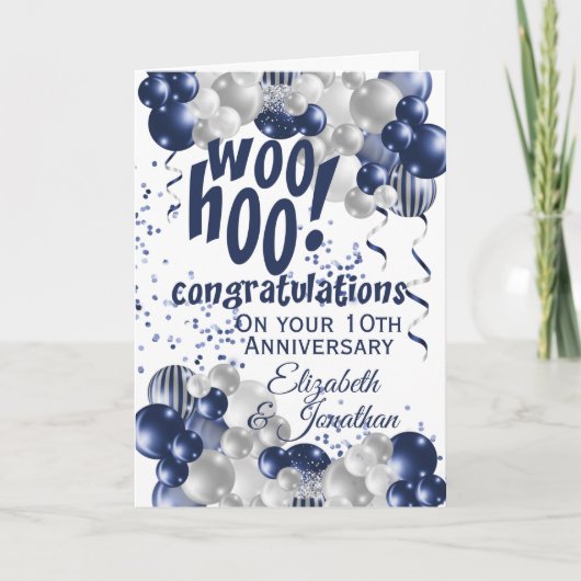 Blauer 10. Jahrestag Glückwunsch Karte (Vorderseite)