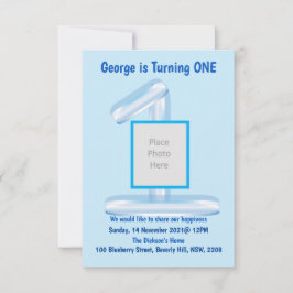 Blauer 1. Geburtstag Einladung
