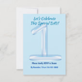 Blauer 1. Geburtstag Einladung (Rückseite)