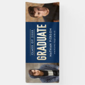 Blauer 2-Foto-Abschluss-Banner Banner (Vertikal)