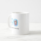 Blauer 90. Geburtstag Benutzerdefiniertes Foto Kaffeetasse (Vorderseite Links)