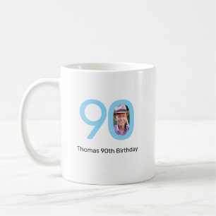 Blauer 90. Geburtstag mit individuellem Foto Kaffeetasse