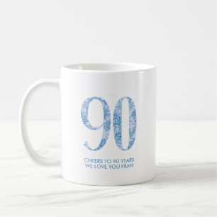 Blauer 90. Geburtstag Party Favor Mug 3 Foto Kaffeetasse